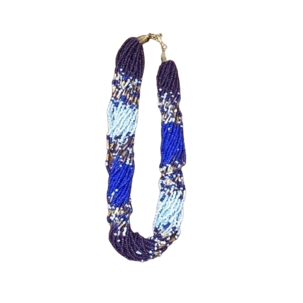 Chunky multi shades of blue rope necklace